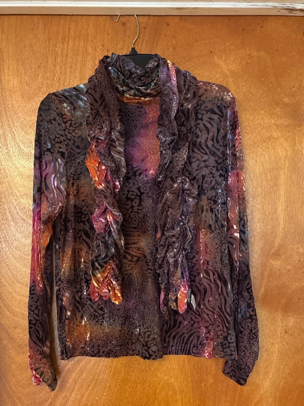 Sno Skins Sheer Turtleneck Top And Scarf NWOT Multi Color